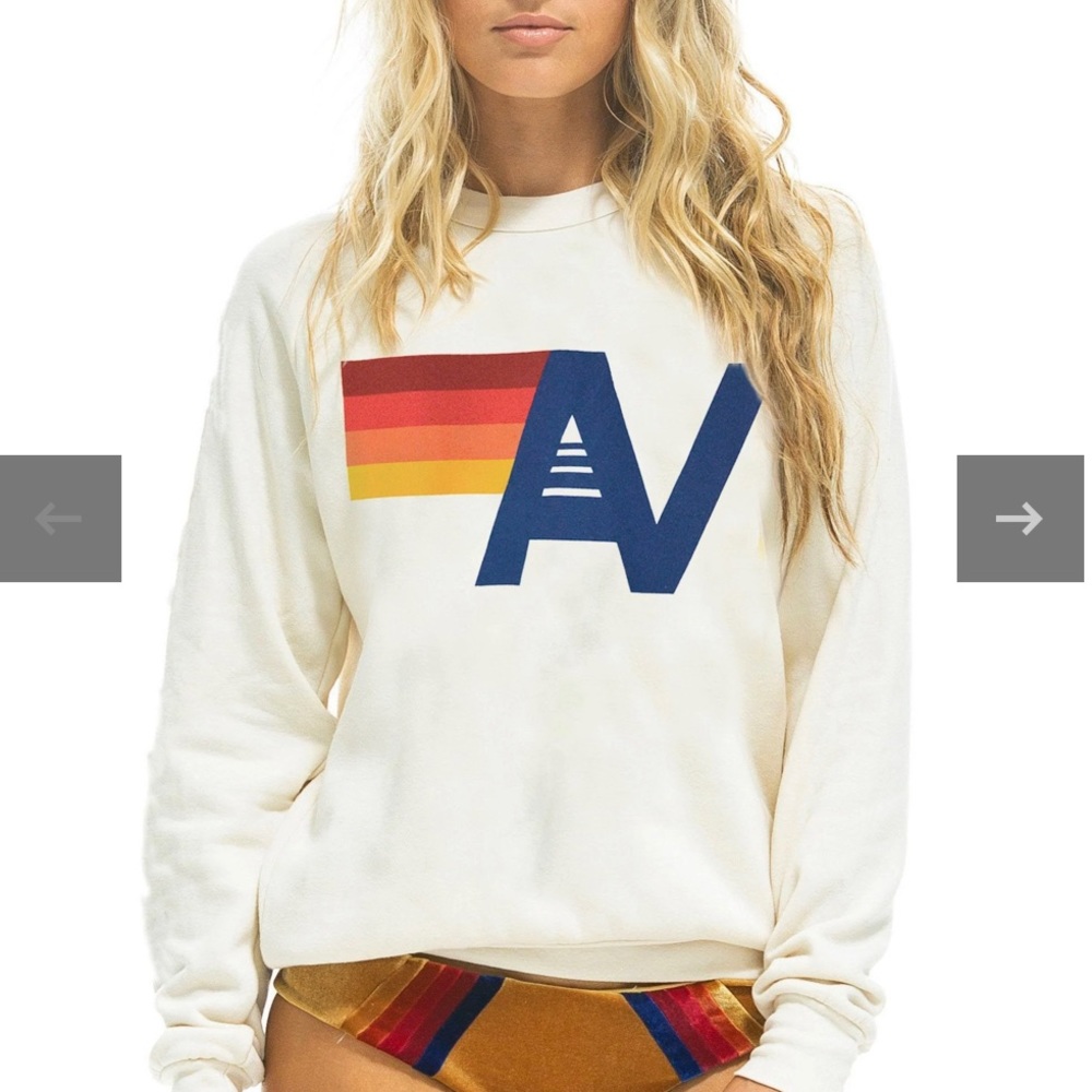 AVIATOR NATION LOGO SWEATSHIRT - VINTAGE WHITE